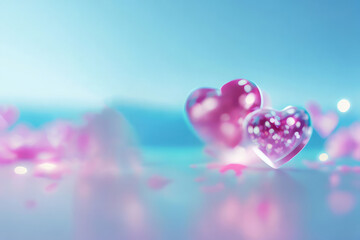 Greeting love hearts. Festive of bokeh, sparkles, hearts for happy valentine day Mother's Day