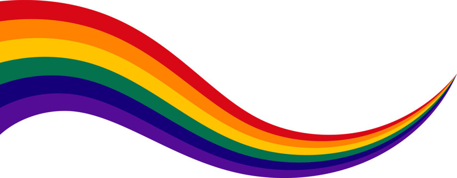 The colors of the LGBT community. Color waves. Rainbow colorful wavy flag banner background design. Happy LGBT pride month theme vector template.