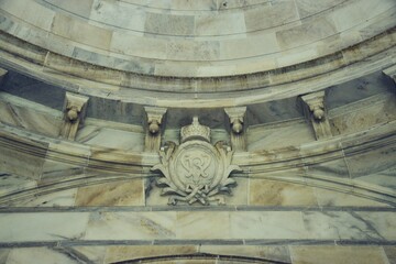 royal symbol carving on marble at   Victoria memorial Kolkata