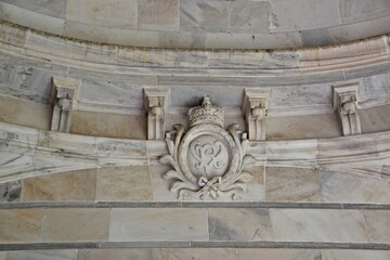 royal symbol carving on marble at   Victoria memorial Kolkata