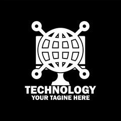 Abstract Initial Logo. White color isolated on Black Background. Technology  Branding Logos. Flat Vector Logo Design Template Element icon.