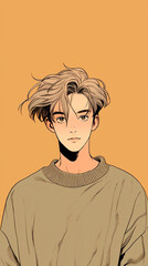 Fototapeta premium Hand drawn cartoon anime fashion illustration of handsome handsome boy 