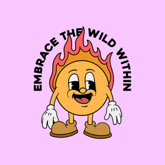 Vintage 90s cartoon character expression sticker comic vector design