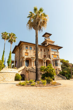 Villa Grock. Historic house of the famous clown, sunny day with blue sky