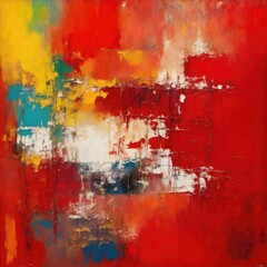 Abstract rough red and multicolored oil brushstroke painting texture background