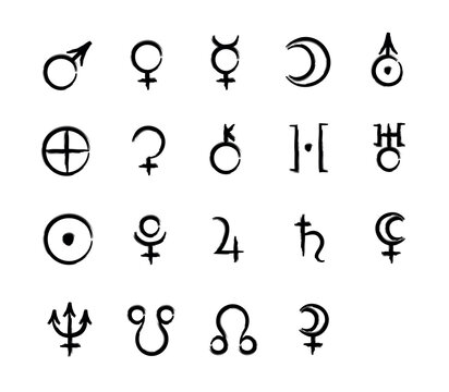 Full editable set of zodiac signs. Astrology.	

