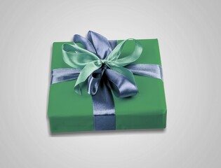 green beautiful gift box with bow