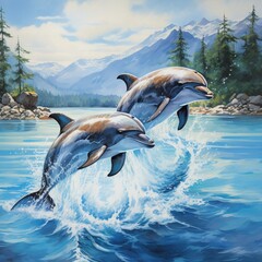 It is a vivid dolphin image with maximum focus Ai generated art