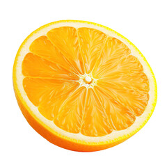 A half of yellow lemon isolated on transparent or white background