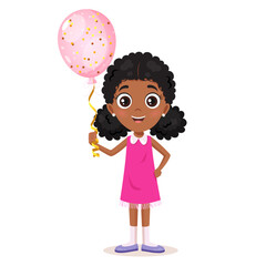 Cartoon girl character with balloon
