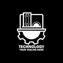 Abstract Initial Logo. White color isolated on Black Background. Technology  Branding Logos. Flat Vector Logo Design Template Element icon.