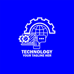 Abstract Initial Logo. White color isolated on Blue Background. Technology  Branding Logos. Flat Vector Logo Design Template Element icon.