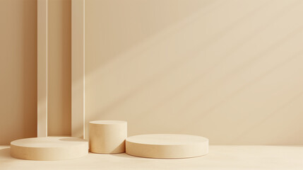 Minimal abstract background for branding and product presentation. Beige subtle geometric on beige background, Ai