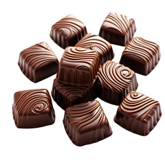 Chocolate pralines isolated on transparent or white background