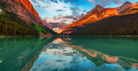 Glacier Lake in Canadian Rocky Mountain Landscape. Nature Background Panorama