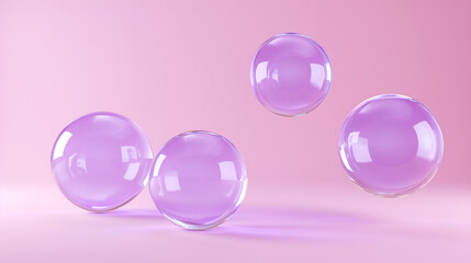 pink crystal ball on white, Two rings on a pink background, Three dimensional render of purple rings floating against pink background, Ai generated image