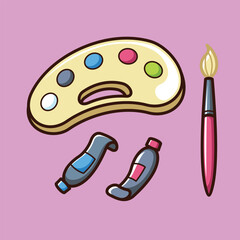 Cute colorful cartoon school stationery and supplies vector design art for students and education