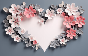 Gefaltetes Papier, Konzept Liebe, Romantik und Zuneigung, Blüten bilden die Form eines Herz,...