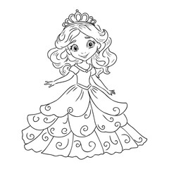 Fototapeta premium Little Princess Coloring page for kids