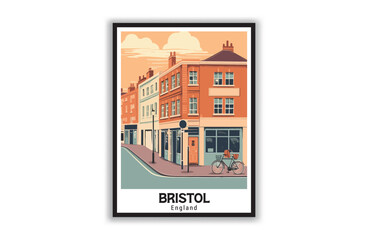 Bristol, England. Vintage Travel Posters. Vector art. Famous Tourist Destinations Posters Art Prints Wall Art and Print Set Abstract Travel for Hikers Campers Living Room Decor
