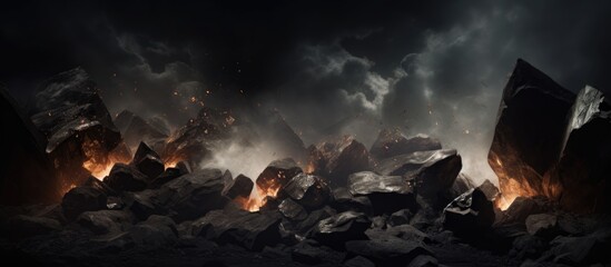 Explosive stones amidst darkness.