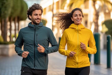 Fototapeta premium couple jogging in the morning