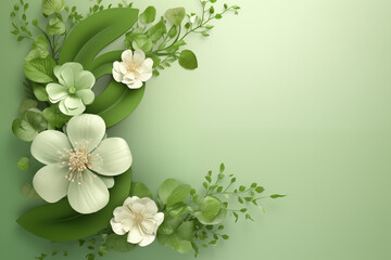 Botanical banner for International Women's Day with green floral design
