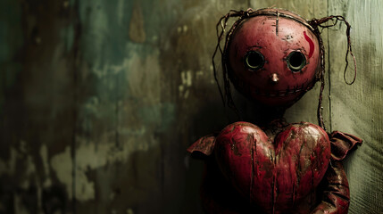 A vibrant cartoon painting of a doll with a heart, radiating with love and showcasing the beauty of art
