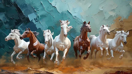 Foto op Aluminium illustration paintings seven horses of successful unique wall paintings © ImagineDesign