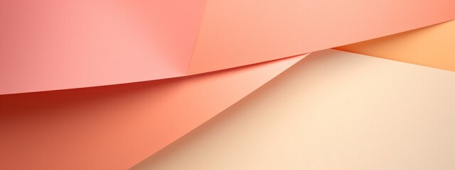 Abstract texture peach fuzz pink orange background banner panorama long with 3d geometric triangular gradient shapes for website, business, print design template paper pattern illustration