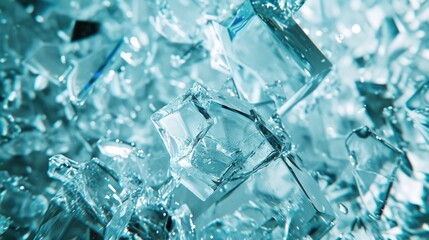 a group of ice cubes sitting on top of a pile of ice cubes on top of a table.