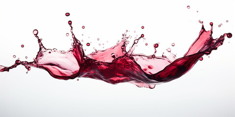 Red wine splash on white background. A vibrant crimson wave of wine creates a dynamic visual, perfect for evoking the rich experience of wine tasting in advertisements or lifestyle magazines