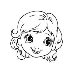 Girl cartoon,vector illustration isolated on white background,coloring book pages.