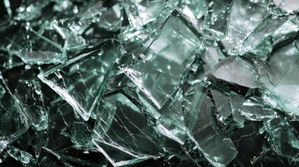  a pile of broken glass sitting on top of a pile of other pieces of glass on top of a table.