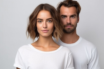Fototapeta premium Happy woman with white shirt created with Generative AI