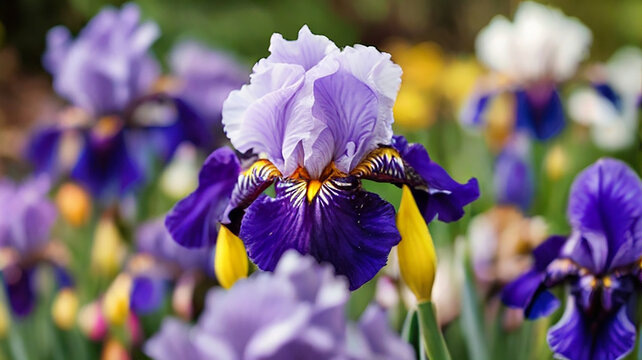 Iris flower with durk background ai generative photo