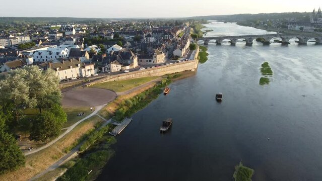 Drone View - Blois - Loire Valley - France - Sunset
