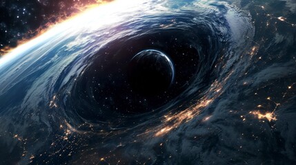 large black hole inside a planet in the universe