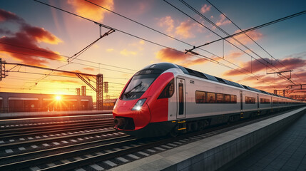 High speed passenger train, AI Generative. - obrazy, fototapety, plakaty