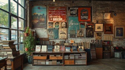 magasin de disques vinyles dans les années 80 vintage