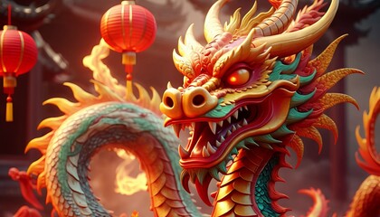 Fototapeta premium Beautiful fantasy dragon. Year of the Dragon according to the eastern horoscope