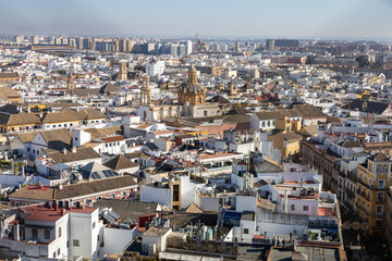 Panorama of Seville seen from the bell tower of the Cathedral, known as the 