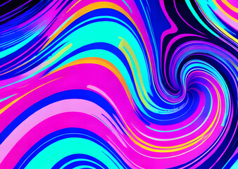 Obraz premium Rainbow wave multicolored,wallpaper background,blue waves artistic canvas pants pink streams silk.Art texture for cards poster design template,Generative AI