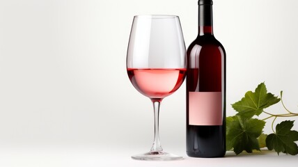 A BOTTLE OF WINE AND WINE GLASS