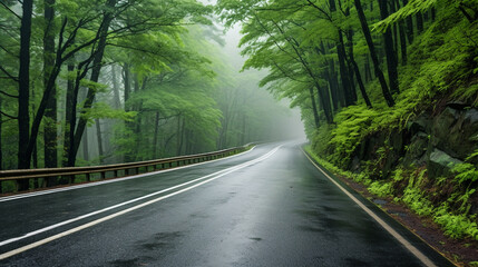 Obraz premium Beautiful landscape with roadway in hills, AI Generative.