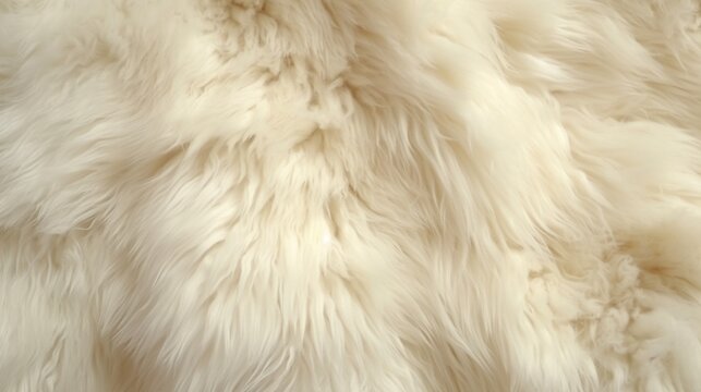 Background picture of a soft fur white carpet.wool.Generative AI