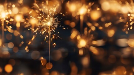 Christmas and New Year party sparkler on bokeh background