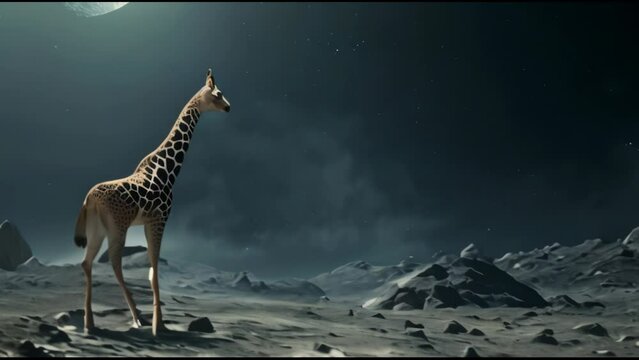 giraffe with moonlight