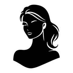 Woman silhouette vector logo, isolated on white.
