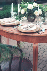 Table decorated for romantic dinner